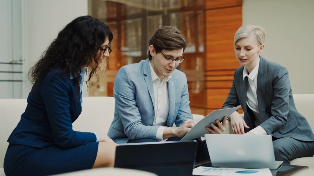 Business owner and marketing consultant meeting to discuss a growth plan